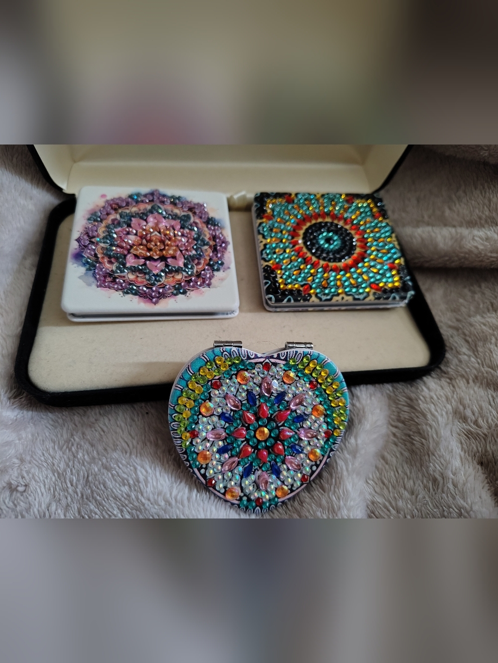 🪞💎🌸 Mother’s Day Gift – Handmade Diamond Painting Mirror Set (2 to choose fro